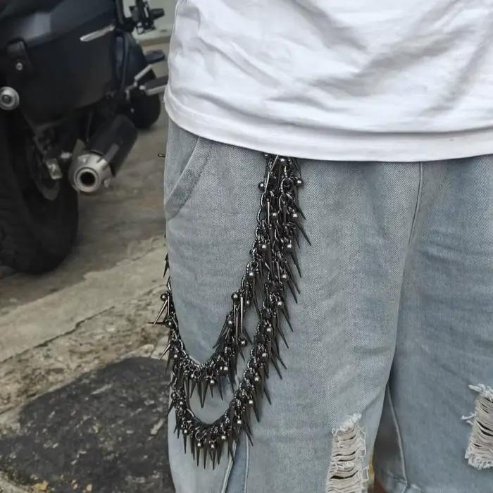 Porte-clé Punk Hip Hop Noir Pistolet Plaqué Double Couche Rivet Métal Mode Rock And Roll Occasions Spéciales