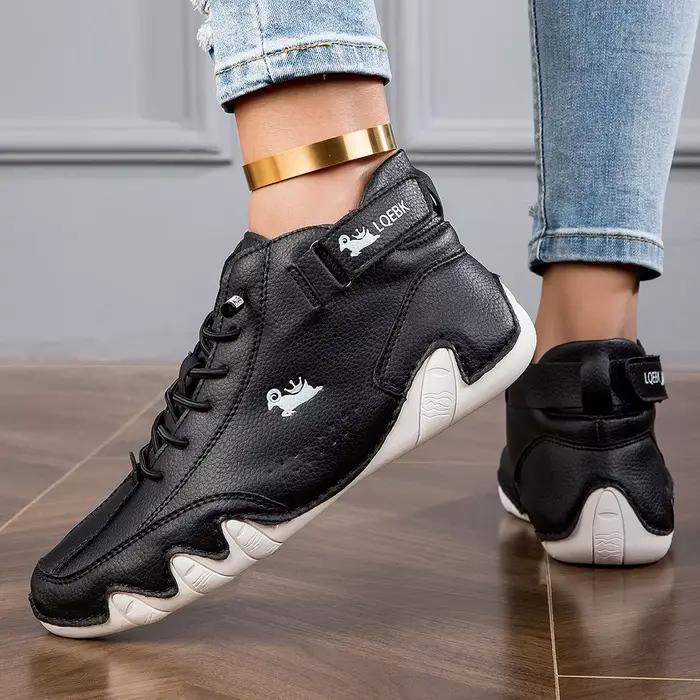 Bottines pour femmes en plein air confortable décontracté baskets hautes de luxe femmes chaussures imperméable en cuir chaussures courtes de marche