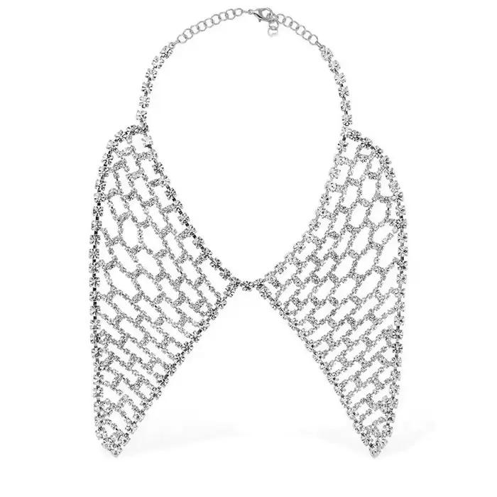 Collier en maille à la mode avec diamant d'eau, nouveau Style, chaîne de cou, forme géométrique, monocouche, bijoux pour femmes