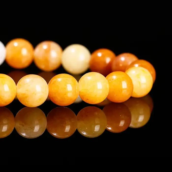 Bracelet de perles rondes en Aventurine jaune naturelle, bijoux unisexes à la mode pour un usage quotidien, cadeau d'anniversaire adapté aux femmes et aux hommes, décontracté