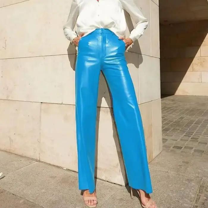 Pantalon en cuir PU pour femme, taille moyenne, coupe Bootcut, levage des fesses, Streetwear décontracté
