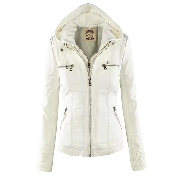 Veste gothique en simili cuir pour femme, manteau à capuche, veste de moto, hiver et automne, vêtements d'extérieur noirs, veste de base en cuir PU, 2025