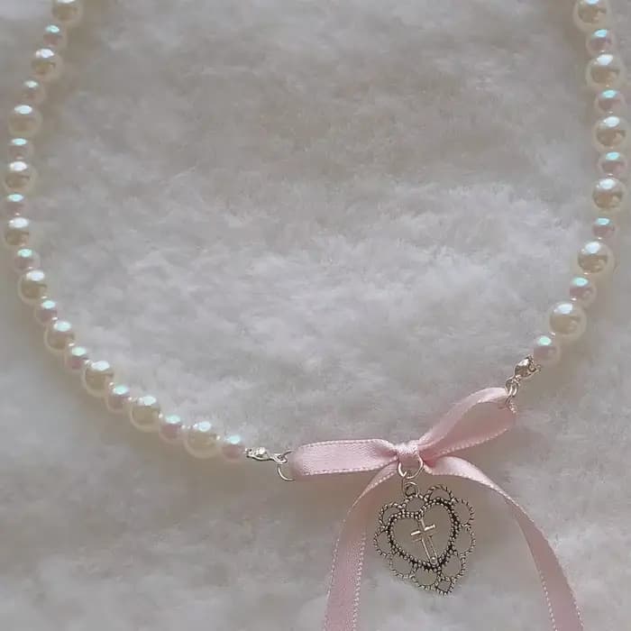 Kpop Goth – collier ras du cou avec nœud en ruban rose