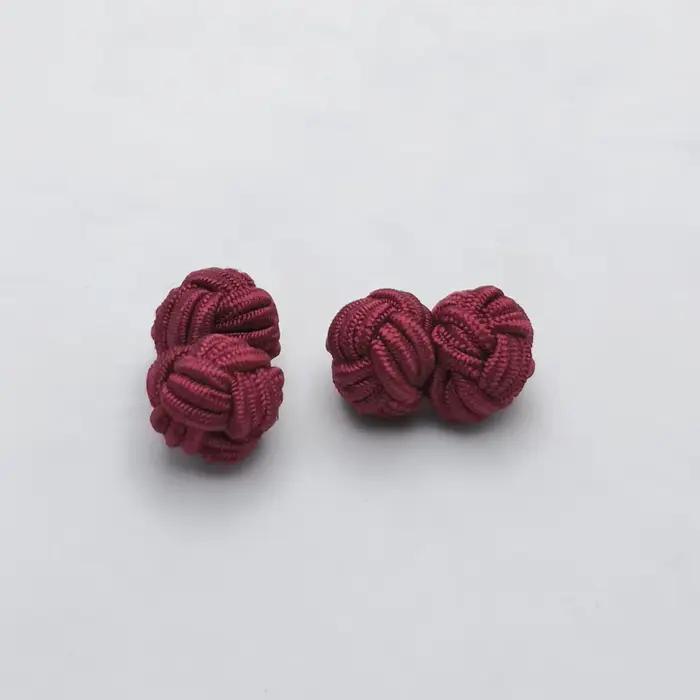 HUISHI – boutons de manchette classiques haut de gamme pour hommes, faits à la main, Double corde, nœud boule, forme ronde, tissu élastique multicolore