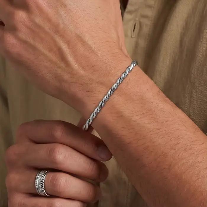Nouveau bracelet tendance Dan S, bracelet classique en acier inoxydable, largeur de chaîne 6/8 mm, pour homme et femme, cadeau de bijoux