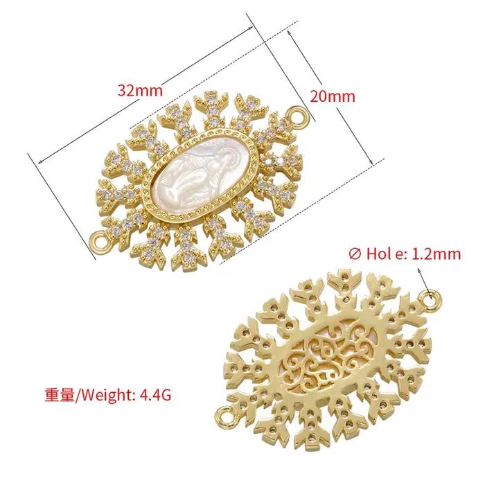 Breloques chrétiennes Vierge Marie en laiton plaqué or pour femmes, accessoires de bijoux pour colliers faits main DIY : VD1184