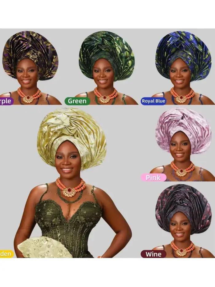 Couvre-chef africain bronzant tressé Turban casquettes pour femmes Nigeria mariage Geles fête couvre-chef Auto Gele femme bandeau