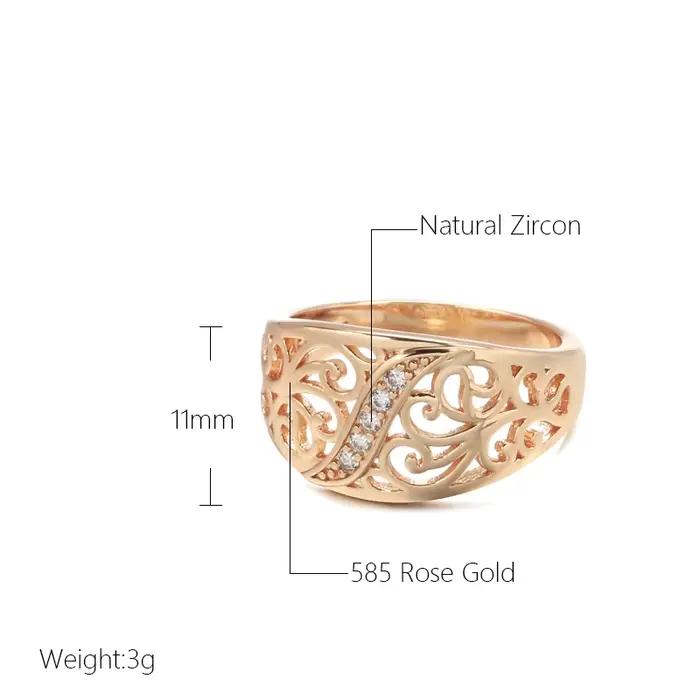 Kinel – bague tendance 2022 en or Rose, Micro incrustation de cire naturelle en Zircon, anneau creux à fleurs pour femmes, bijoux de mariage Vintage, 585