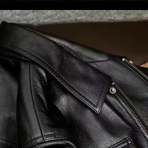 Veste en cuir véritable pour hommes manteau de motard de moto haut de gamme automne hiver nouveau Style de revers costume d'équitation mode extérieur en cuir véritable