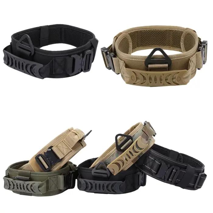 Collier tactique pour chien en métal réglable à double boucle, collier de luxe pour l'entraînement, collier pour berger allemand, pour chiens de taille moyenne et grande