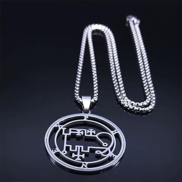 PHENEX démons de Goetia sigils collier femmes hommes gothique en acier inoxydable creux couleur argent pendentif colliers bijoux N8047S03