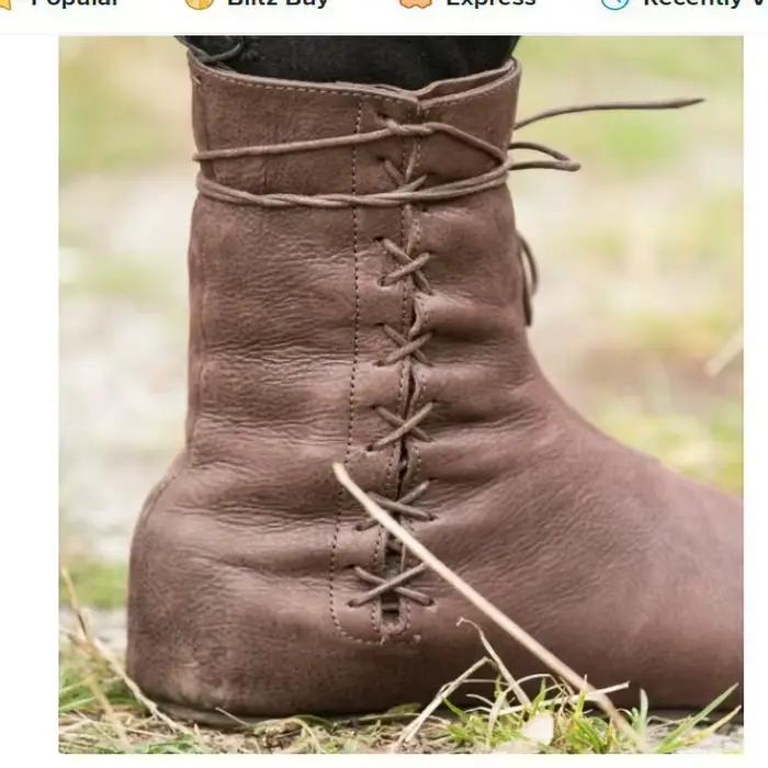 Costumes de Cosplay de carnaval médiéval pour hommes et femmes, bottes en cuir de Pirate d'halloween à lacets, accessoires de scène rétro