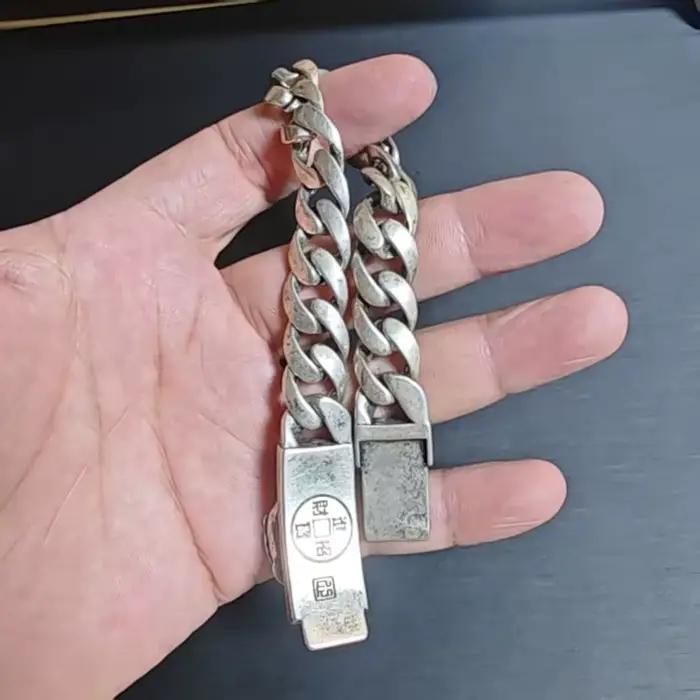 Bracelet pour homme en argent vieilli