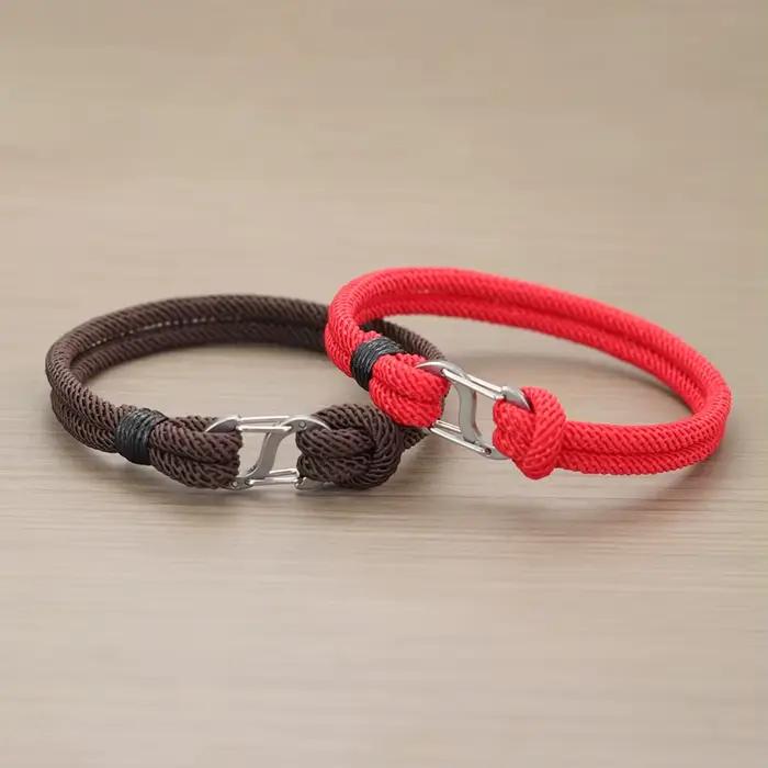 Nouveau Bracelet de corde décontracté pour hommes détachable en acier inoxydable S randonnée boucle Wrap Braclet mâle Sports de plein air brassard bijoux
