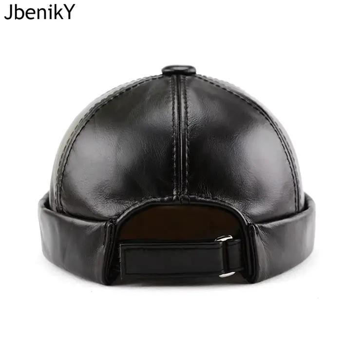 Offre spéciale hommes véritable cuir de vachette chapeau mode propriétaire chapeau hommes rue à la mode hip-hop chapeau casquettes sans bride Melon casquette bonnets pour hommes