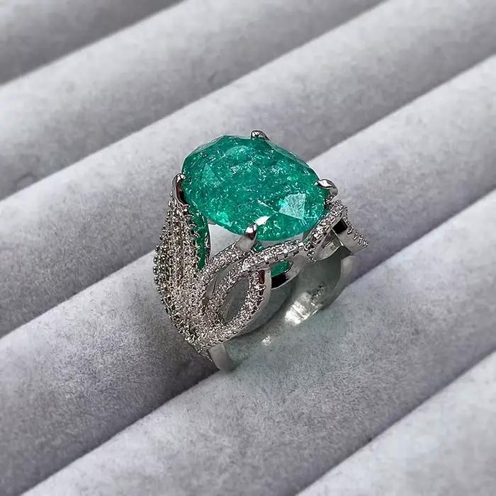 Bague à quatre griffes en argent 925, haute définition, classique, rétro, coloré, en zircon ovale, cadeau d'anniversaire, bijoux de fête