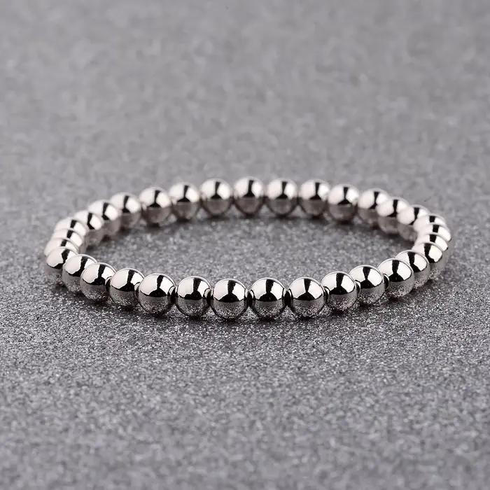 Bracelet Classique en Perles de Bronze pour Homme et Femme, Accessoire en Cuivre et Métal Fait à la Main, 4/5/6/8mm