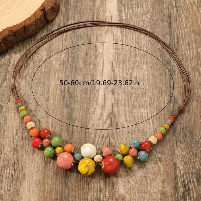 Collier en céramique coloré fait à la main, multicouche réglable, style Boho bohème, ras du cou, Style ethnique, bijoux perlés, Design de Niche