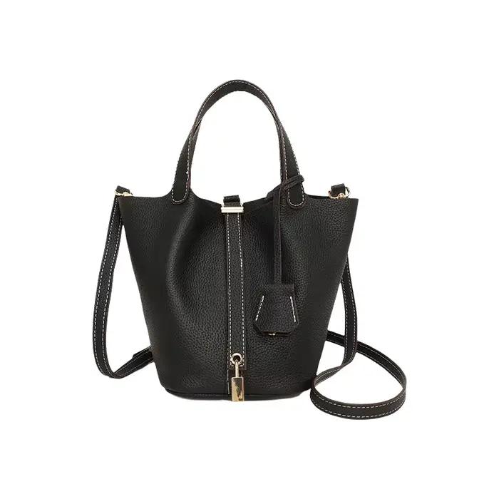 Sac à main en cuir véritable 2026 Nouveau modèle en cuir de vachette pleine fleur, sac panier pour femme, haute qualité, grande capacité, porté épaule ou croisé