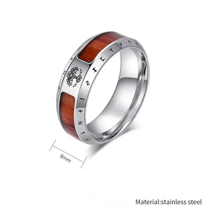 Anneaux de texte Viking Vintage en acier inoxydable pour hommes