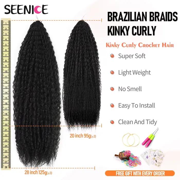 Tresses brésiliennes synthétiques au Crochet, boucles Afro, Extensions capillaires tressées pour femmes, cheveux africains crépus bouclés, ombré rouge