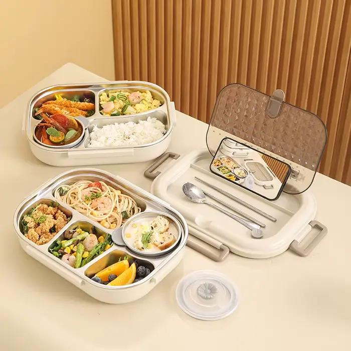 Boîte à lunch isolée en acier inoxydable 304, boîte à lunch portable scellée avec sac, ensemble de boîte à bento commerciale pour étudiants et enfants, employés de bureau