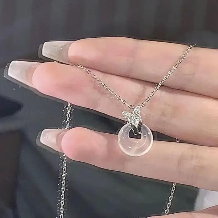 Collier Cadenas Papillon Amour Paix pour Femme, Nouveau Style Chinois, Chaîne de Clavicule, Cadeau pour Meilleure Amie ou Petite Amie, Style Doux et Frais