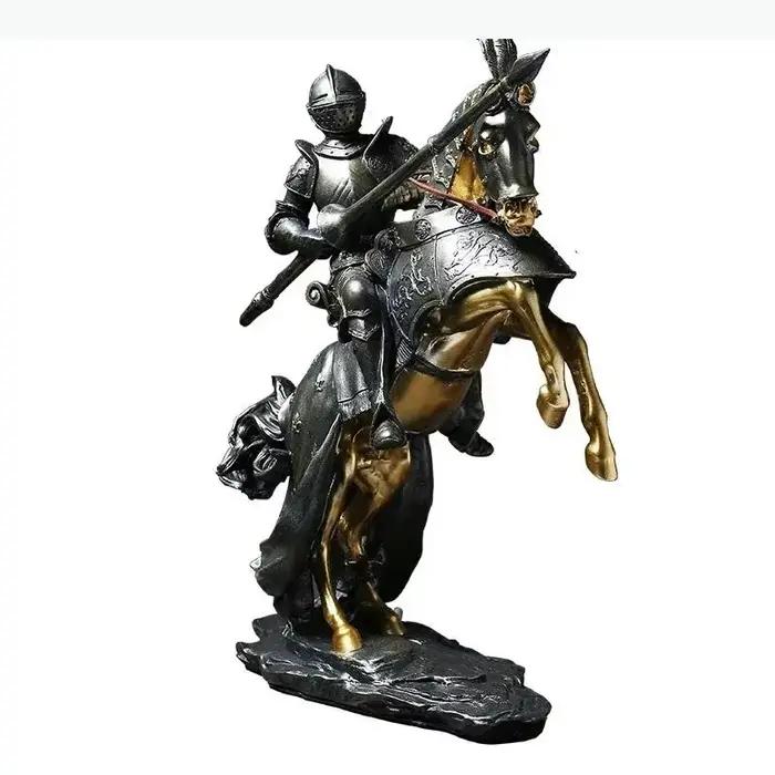 Décoration d'intérieur vintage nordique : Statue en résine de chevalier en armure, portrait de héros écheueleur, ornement rétro, artisanat de cavalier, décorations
