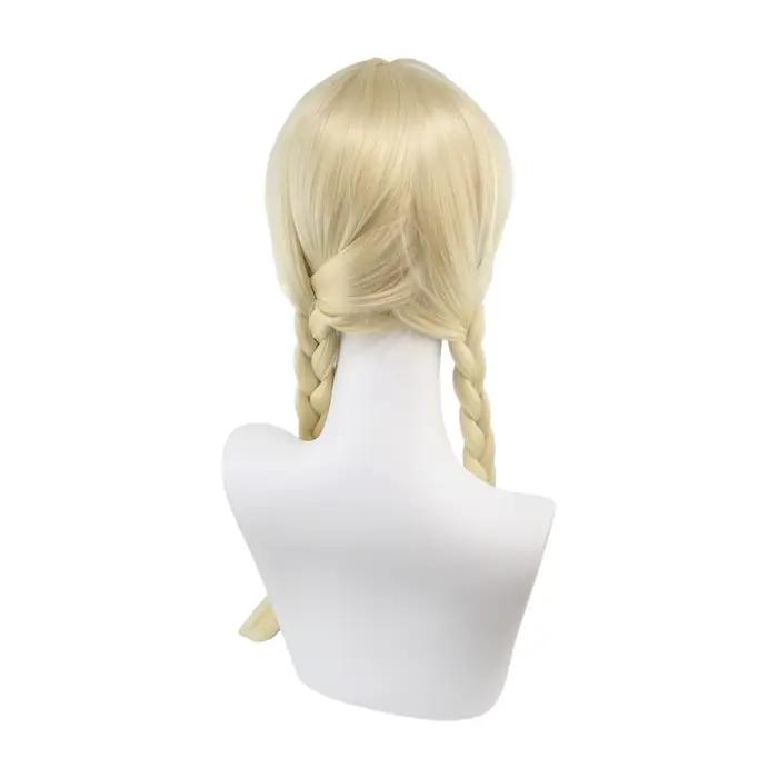 Perruque synthétique blonde à double tresse avec frange, cheveux longs tressés pour cosplay, soirées à thème et événements costumés