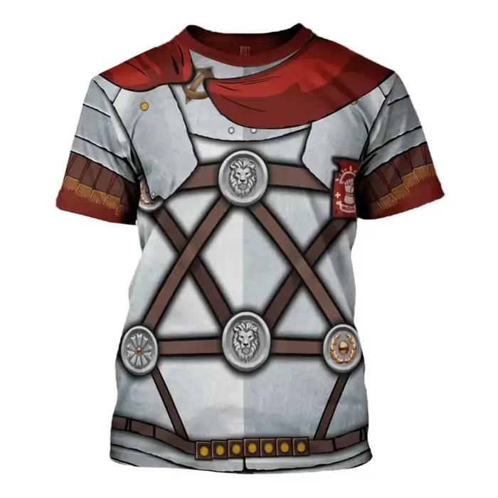T-Shirt de rue rétro médiéval, Empire romain, chevalier, Cosplay, graphique 3D, vêtements pour hommes, décontracté, manches courtes, Streetwear