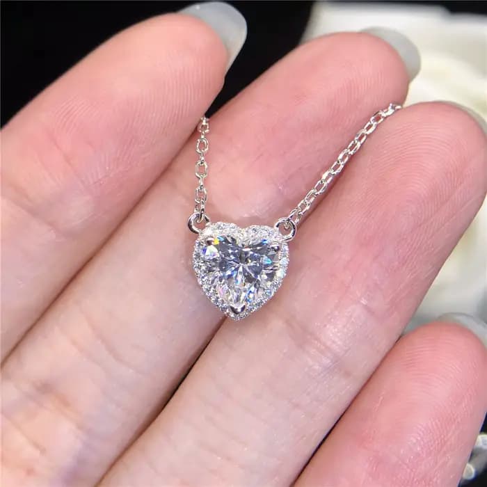 Collier de fiançailles en or blanc véritable pour femme