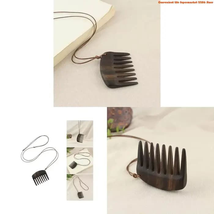 Collier pendentif peigne en bois E06E