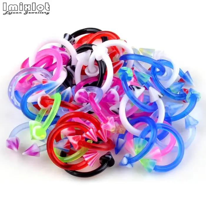 Piercing en Silicone Coloré pour le Corps, Bijoux en Fer à Cheval, Septum, Antarctique, Anneau, Oreille, Cartilage, Helix, Boucles d'Oreilles, 20 Pièces