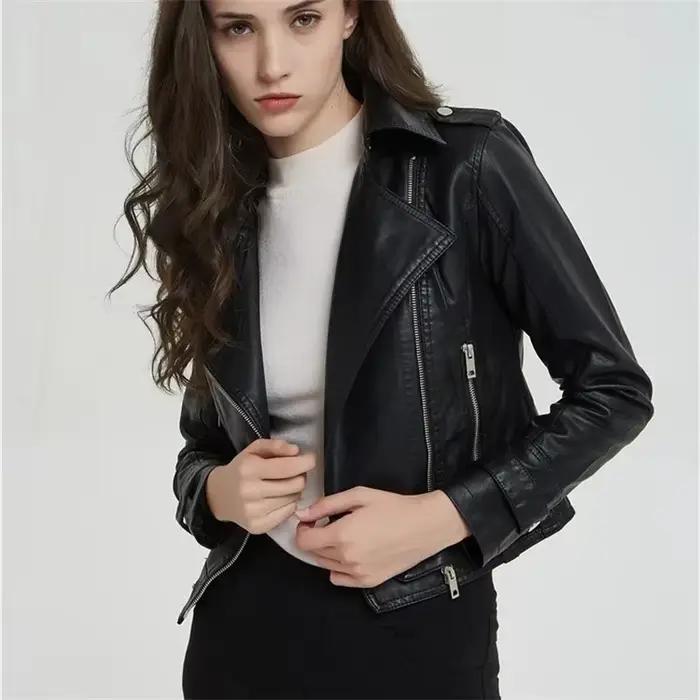 Veste de moto en cuir PU pour femme, manteau Slim et polyvalent, à la mode, nouvelle collection printemps-automne 2025
