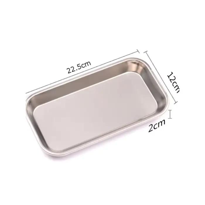 Plateau de cuisine carré en acier inoxydable, plateau de rangement, outil médical dentaire, tatouage des ongles, dispositif médical dentaire, fournitures, plateau plat 1/2 pièces