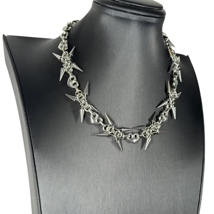 Collier Punk Grunge Rock Squelette en Acier Inoxydable Chaîne de Maillons Accessoire Cadeau Occasions Spéciales