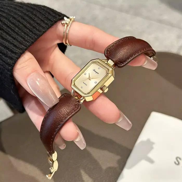 Montres à bracelet en cuir tendance pour femmes, montres-bracelets élégantes et précises, montres minimalistes résistantes à l'eau, montre-bracelet pour femme