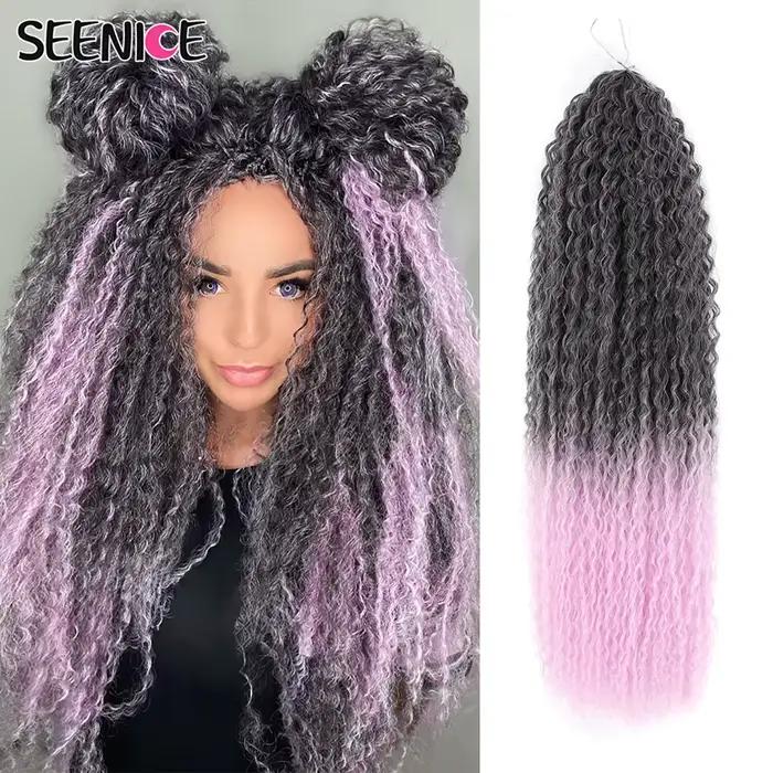 Tresses brésiliennes synthétiques au Crochet, boucles Afro, Extensions capillaires tressées pour femmes, cheveux africains crépus bouclés, ombré rouge