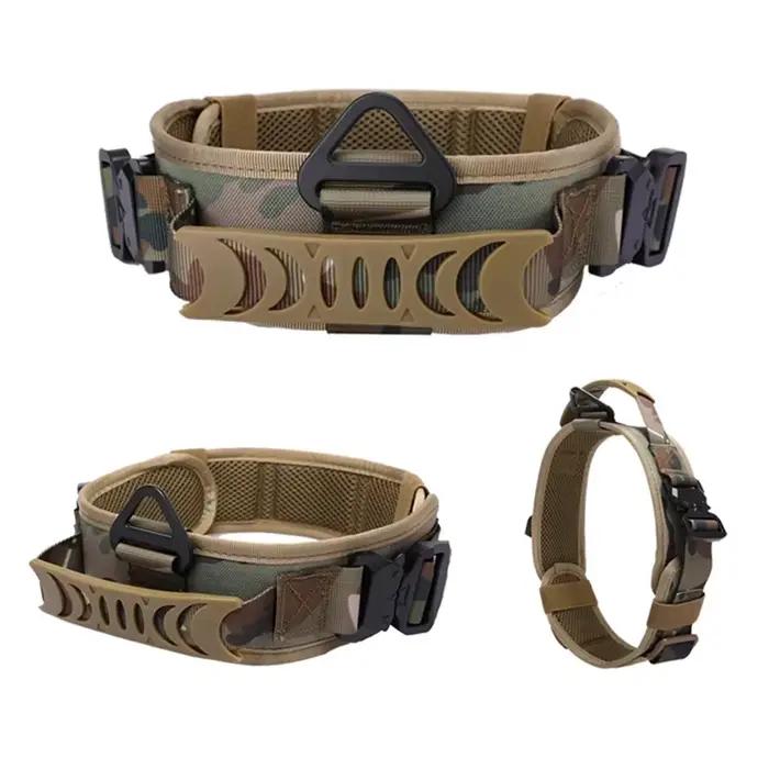 Collier tactique pour chien en métal réglable à double boucle, collier de luxe pour l'entraînement, collier pour berger allemand, pour chiens de taille moyenne et grande
