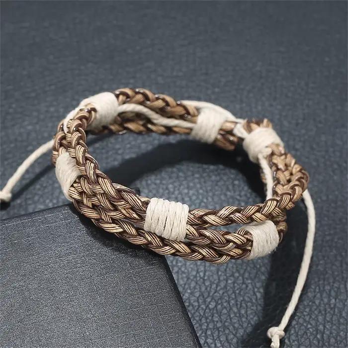 Bracelet en lin de coton tissé vintage pour hommes