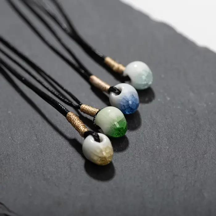 Collier Simple en Céramique Craquelée de Glace, Bijoux à la Mode, Vente en Gros, Cadeau pour Femme et Fille