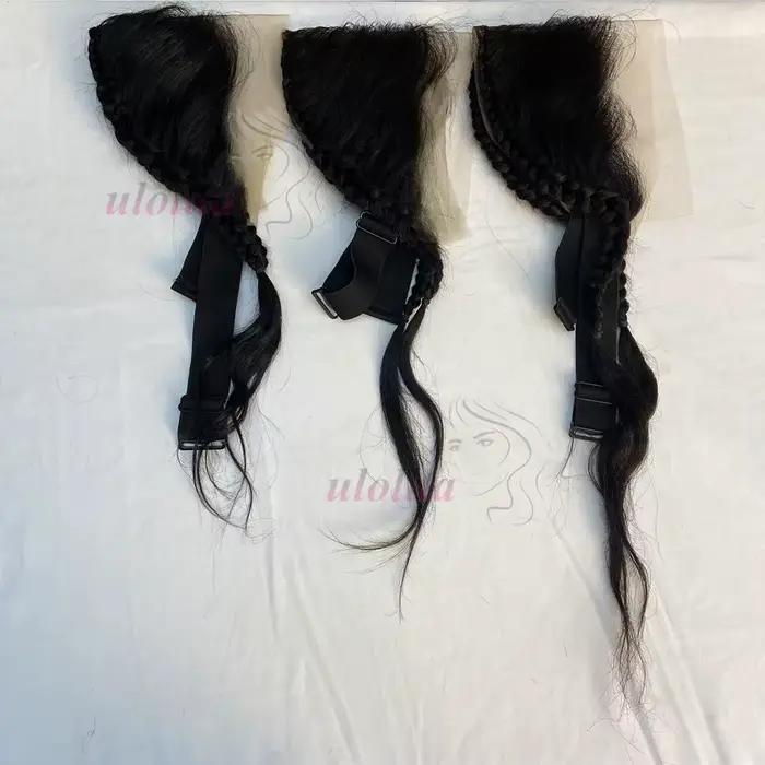 Perruques frontales en dentelle droite sans colle 13x4 avec tresses cheveux humains prêt à porter perruque frontale droite indienne brute porter et aller