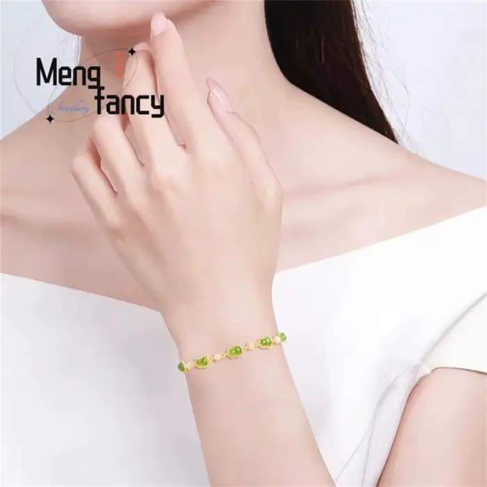 Bracelet incrusté de gourde en Jade Hetian