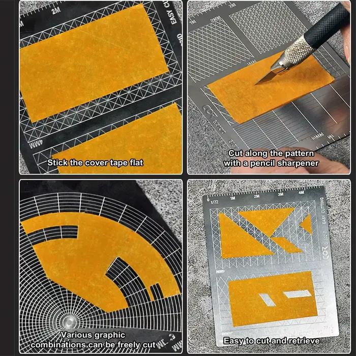 Feuille de masquage modèle en acier inoxydable, type de coupe facile, planche à polymères, bricolage, passe-temps, outil d'artisanat