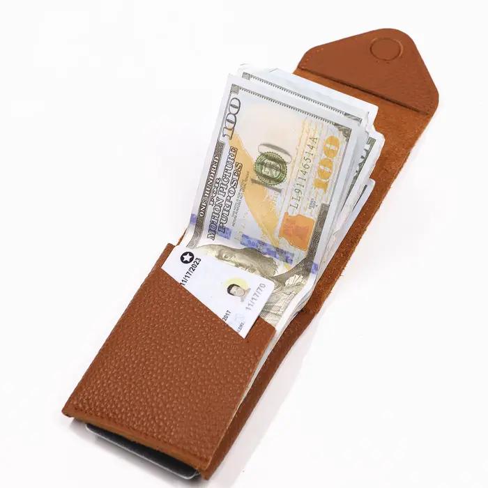 Portefeuille en cuir véritable pour hommes, Vintage, en cuir de vache pleine fleur, portefeuille vertical mince pour hommes, porte-cartes, fermeture magnétique à rabat