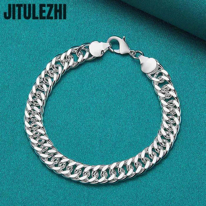Bracelet cubain en argent regardé 925 pour homme