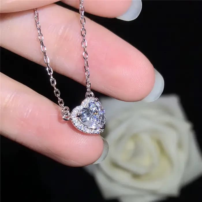 Collier de fiançailles en or blanc véritable pour femme