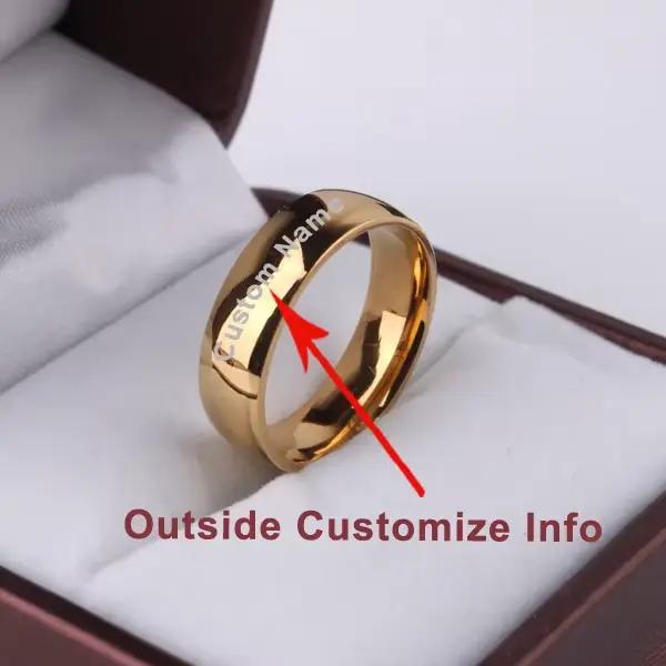 Bague chevalière lisse version légère, bagues de mariage couleur or pour femmes, bague en acier inoxydable brillant pour hommes