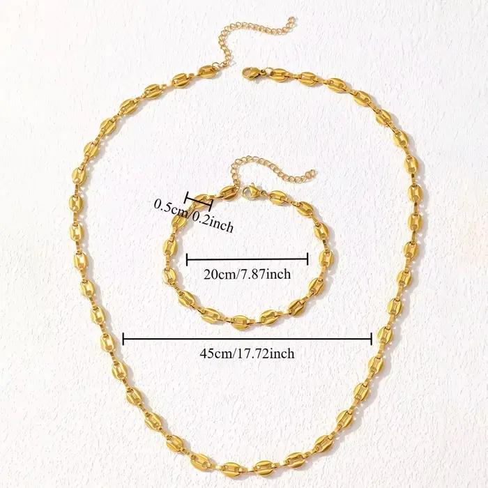 Ensemble collier et bracelet en acier inoxydable de luxe pour hommes et femmes, bijoux vintage plaqués or 18 carats en forme de nez de cochon