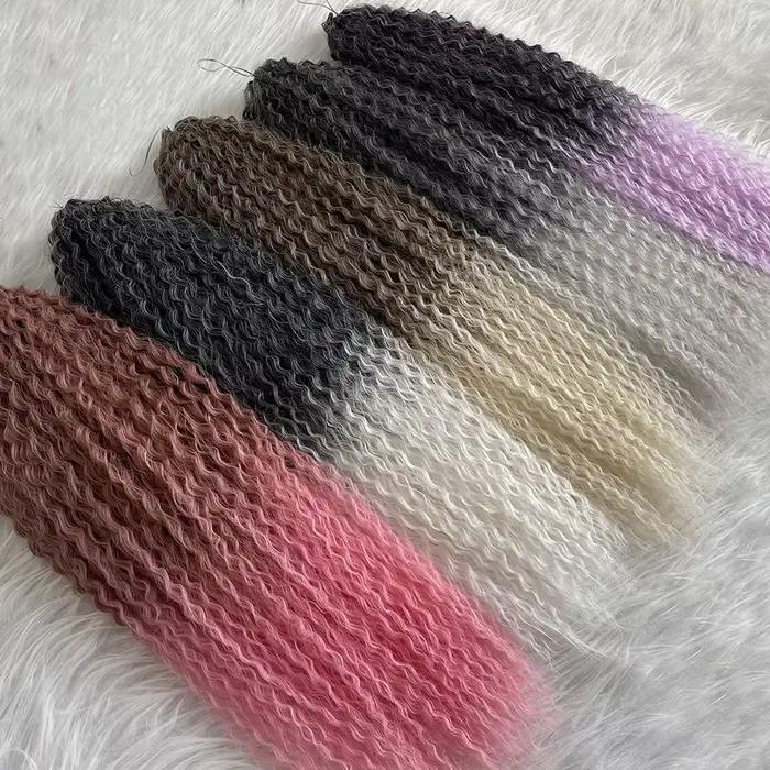 Tresses brésiliennes synthétiques au Crochet, boucles Afro, Extensions capillaires tressées pour femmes, cheveux africains crépus bouclés, ombré rouge